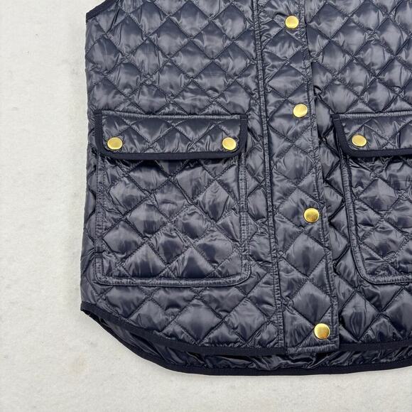 J Crew Vest Field Quilted Puffer Womens Size XXS Navy Blue Shiny Down Filled - Picture 4 of 11